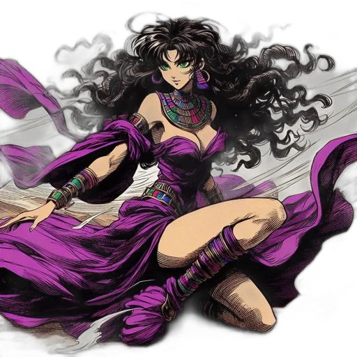 dress, fantasy art, comic book art, concept art, anime, dark, monochrome, colorful transparent PNG cut-out