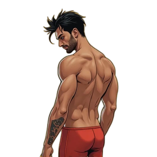 comic book art, concept art, cartoon, fantasy art, red, hips, man transparent PNG cut-out