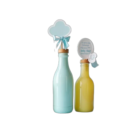 bottle, pastel, blue, baby, boy, shower, toppers transparent PNG cut-out