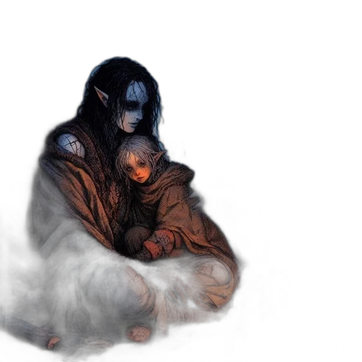 creature, concept art, photorealistic, fantasy art, watercolor, fog, fire, forest transparent PNG cut-out