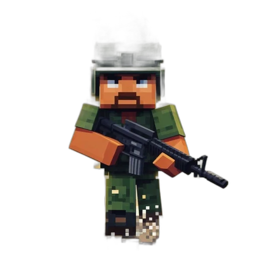 weapon, pixel art, 3d render, concept art, fantasy art, earth tones, pixelated, soldier transparent PNG cut-out
