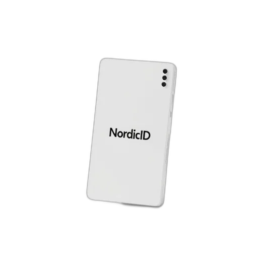 3d render, white, rectangular, device, black, logo, reading, nordicid transparent PNG cut-out