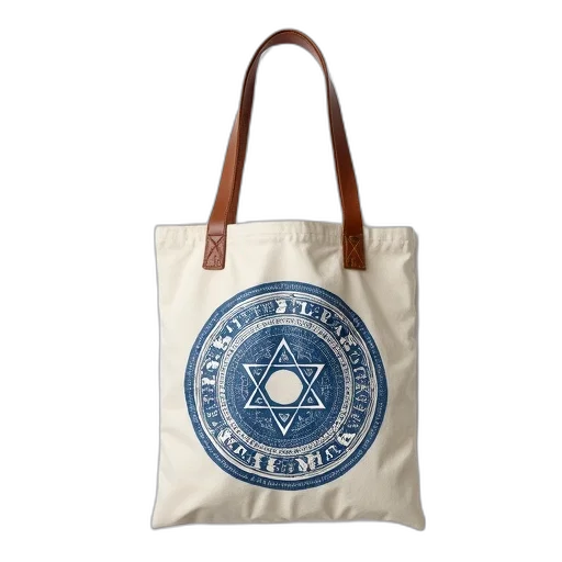 white, canvas, tote, bag, brown, leather, strap, displayed transparent PNG cut-out
