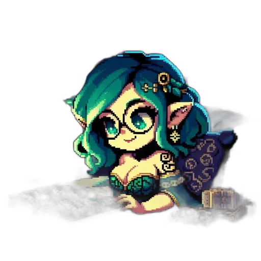 staff, creature, pixel art, fantasy art, watercolor, concept art, green, monochrome transparent PNG cut-out