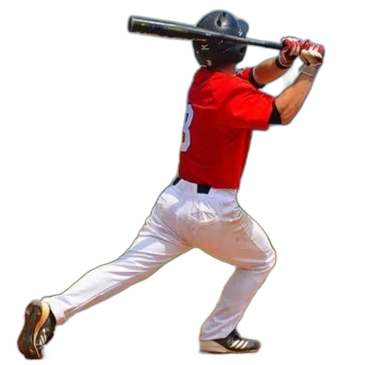 staff, weapon, sword, baseball, player, red, jersey, white transparent PNG cut-out