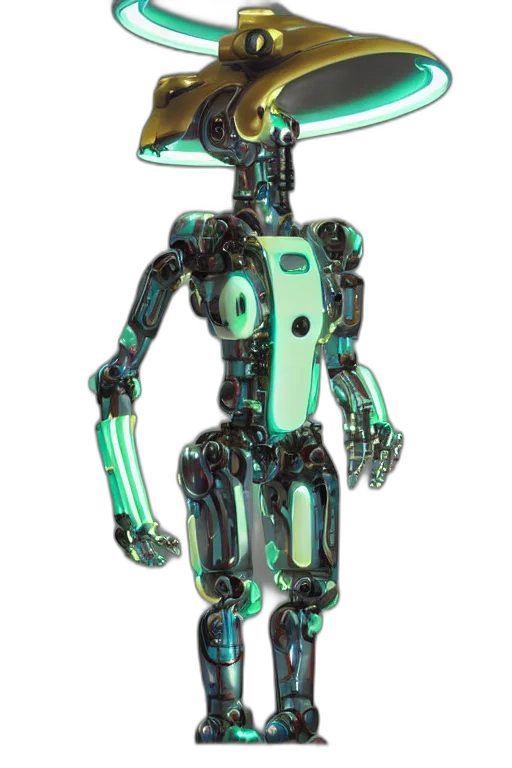robot, staff, 3d render, concept art transparent PNG cut-out