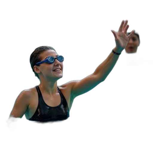 staff, underwater, young, female, swimmer, reaching, out, teammate transparent PNG cut-out