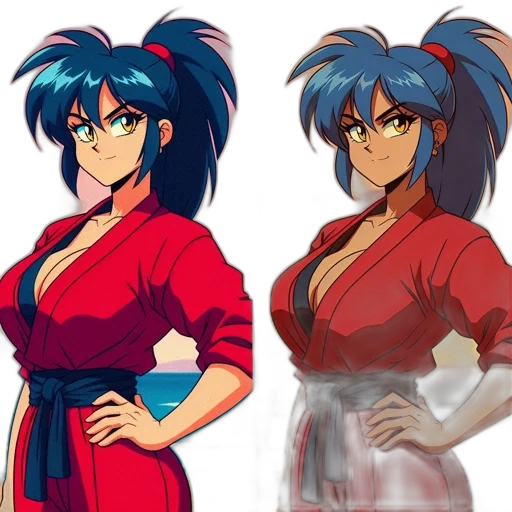 concept art, anime, pixel art, fantasy art, red, blue, colorful, neon transparent PNG cut-out