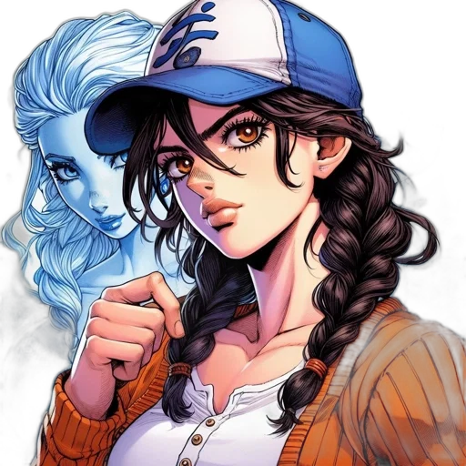 face, comic book art, anime, fantasy art, cartoon, blue, ghostly, blue-skinned transparent PNG cut-out