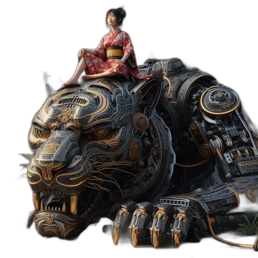 dragon, concept art, fantasy art, 3d render, photorealistic, young, woman, kimono transparent PNG cut-out