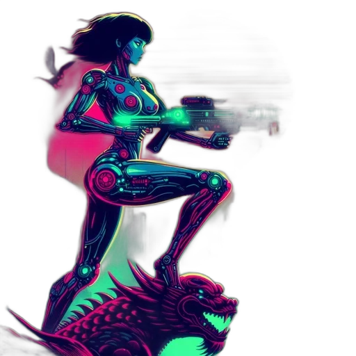 weapon, comic book art, concept art, cyberpunk, fantasy art, neon lights, underwater, outer space transparent PNG cut-out