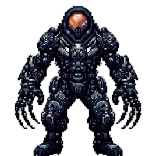 robot, creature, weapon, animal, pixel art, concept art, comic book art, cyberpunk transparent PNG cut-out