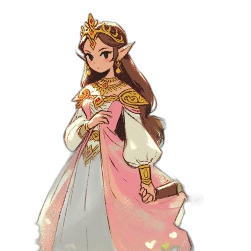 crown, dress, staff, jewelry, concept art, fantasy art, pixel art, anime transparent PNG cut-out