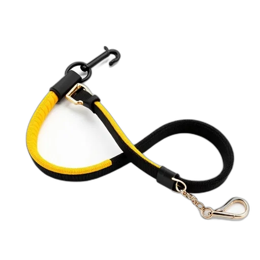 staff, jewelry, black, yellow, dog, leash, metal, hook transparent PNG cut-out