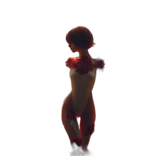 robot, dress, creature, hair, 3d render, concept art, pixel art, photorealistic transparent PNG cut-out