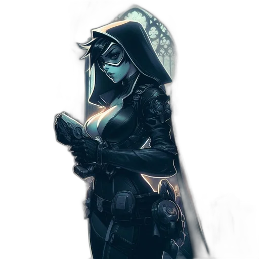 mask, dress, robot, jacket, concept art, fantasy art, cyberpunk, pixel art transparent PNG cut-out
