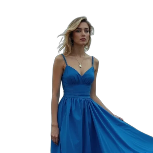 dress, jewelry, concept art, photorealistic, 3d render, blue, colorful, movie transparent PNG cut-out
