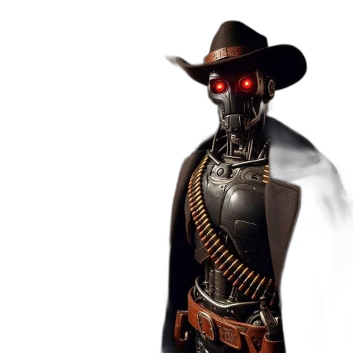 robot, mask, weapon, concept art, 3d render, cyberpunk, comic book art, wild transparent PNG cut-out