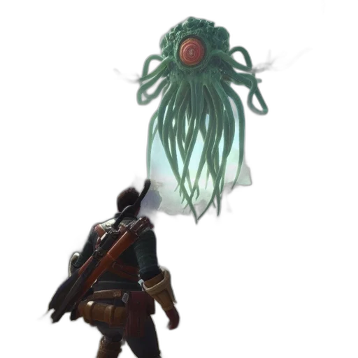 creature, weapon, staff, crown, concept art, fantasy art, 3d render, pixel art transparent PNG cut-out