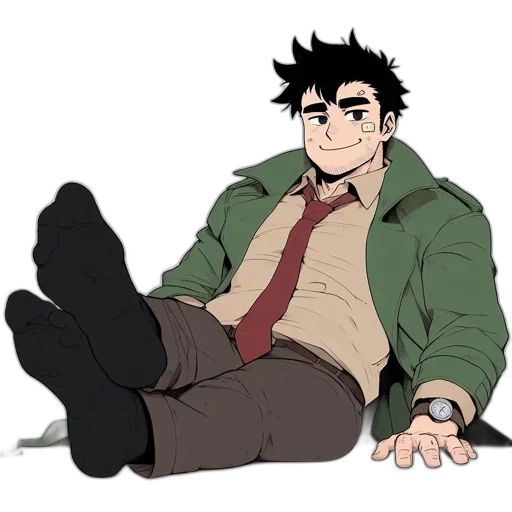 jacket, staff, creature, cartoon, anime, concept art, comic book art, green transparent PNG cut-out