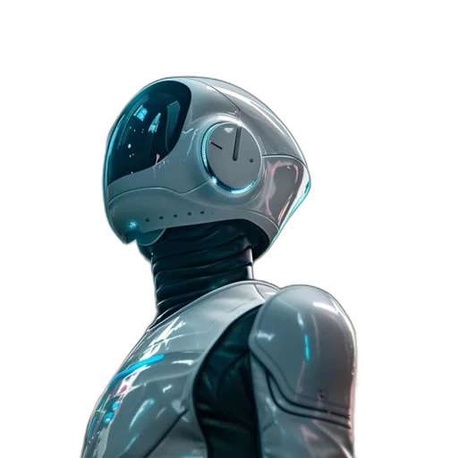 robot, face, creature, jacket, concept art, 3d render, cyberpunk, comic book art transparent PNG cut-out