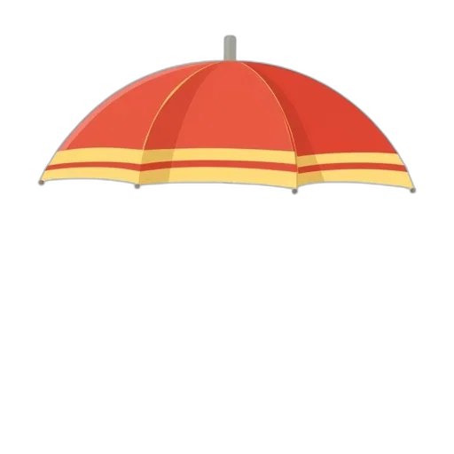 umbrella, hat, crown, staff, 3d render, rain, red, stylized transparent PNG cut-out