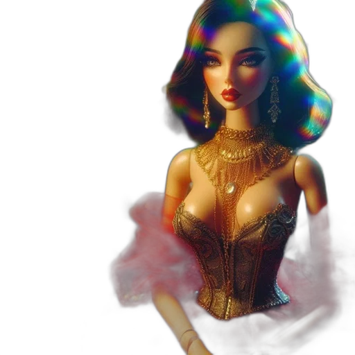 dress, jewelry, fantasy art, 3d render, concept art, comic book art, golden, colorful transparent PNG cut-out