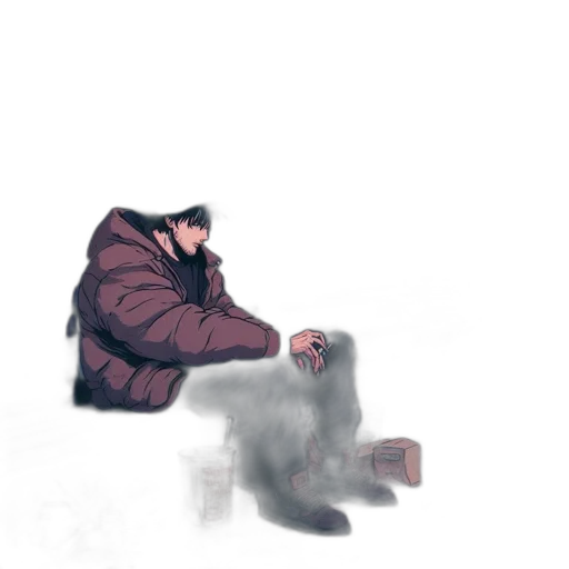 jacket, creature, robot, bottle, concept art, watercolor, pixel art, photorealistic transparent PNG cut-out