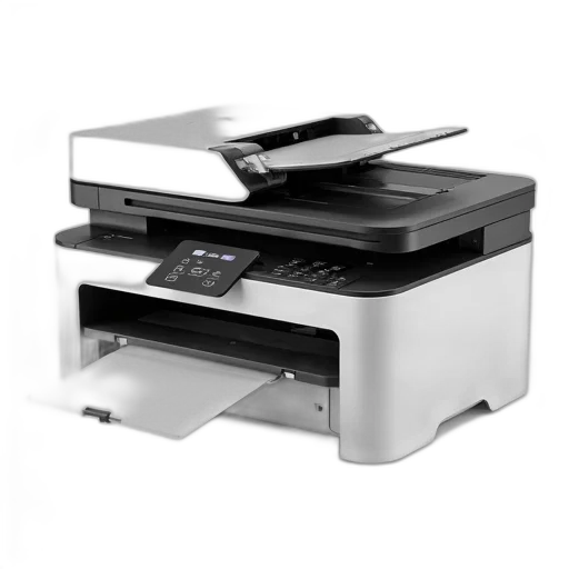 modern, sleek, white, black, multifunctional, printer, flatbed, scanner transparent PNG cut-out