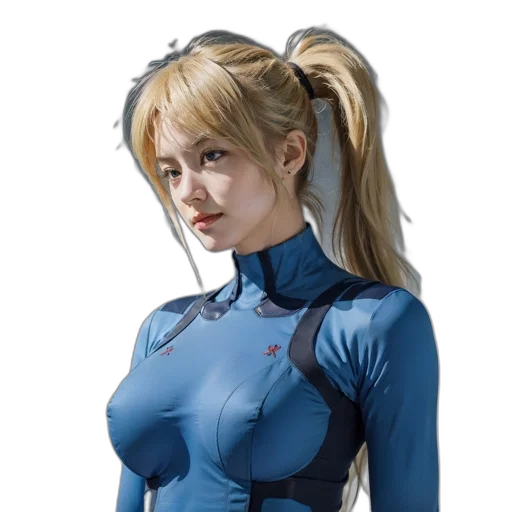 robot, face, dress, concept art, comic book art, anime, photorealistic, blue transparent PNG cut-out