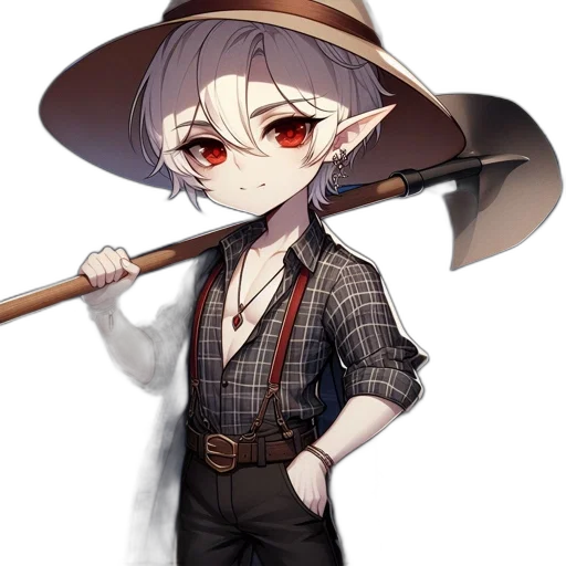 staff, hat, weapon, mask, fantasy art, pixel art, concept art, anime transparent PNG cut-out