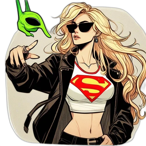 comic book art, cartoon, concept art, animated, woman, confident, demeanor, wears transparent PNG cut-out
