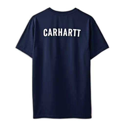 navy, blue, t-shirt, name, carhartt, printed, white, centered transparent PNG cut-out