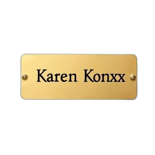 gold, name, tag, karen, konxx, engraved, has, rectangular transparent PNG cut-out