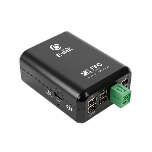 black, electronic, device, multiple, ports, green, connector, displayed transparent PNG cut-out