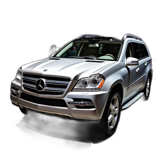 car, 3d render, photorealistic, 2010, mercedes, glx, display, santa transparent PNG cut-out