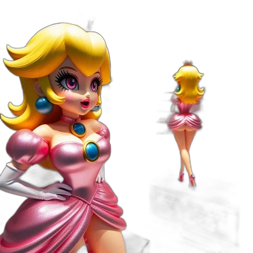 dress, 3d render, concept art, fantasy art, pixel art, princess, peach, statue transparent PNG cut-out