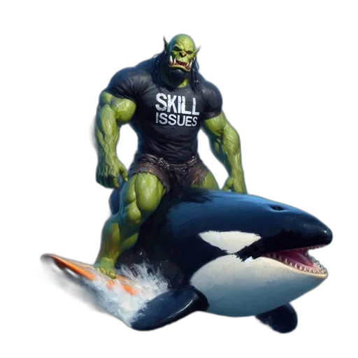creature, animal, 3d render, concept art, comic book art, photorealistic, underwater, orc transparent PNG cut-out