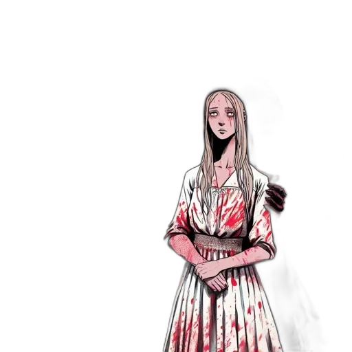 dress, staff, creature, face, concept art, comic book art, fantasy art, watercolor transparent PNG cut-out