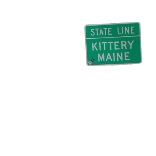 green, sign, pole, reads, state, line, kittery, maine transparent PNG cut-out