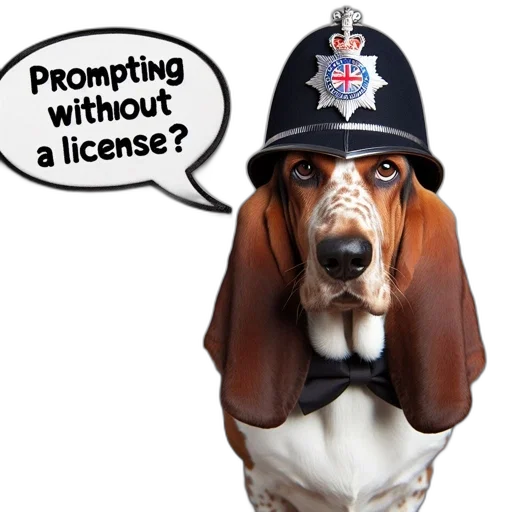 basset, hound, donning, british, police-styled, cap, union, jack transparent PNG cut-out