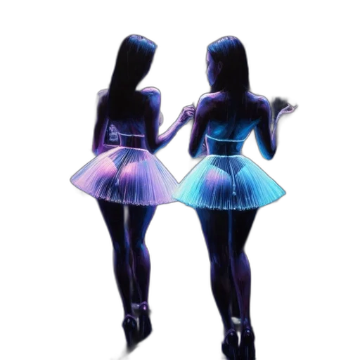 dress, 3d render, concept art, vaporwave, pixel art, neon lights, pastel, blue transparent PNG cut-out