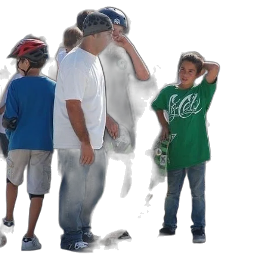 hat, mask, concept art, 3d render, photorealistic, group, kids, adults transparent PNG cut-out