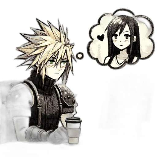 concept art, anime, pixel art, comic book art, monochrome, dark, male, animated transparent PNG cut-out