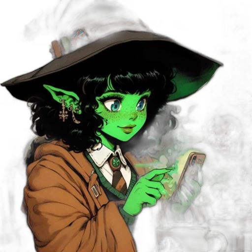 staff, face, creature, hat, fantasy art, concept art, comic book art, anime transparent PNG cut-out