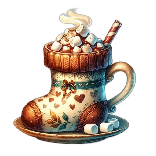 food, photorealistic, concept art, pixel art, fantasy art, cozy, winter, sock-shaped transparent PNG cut-out