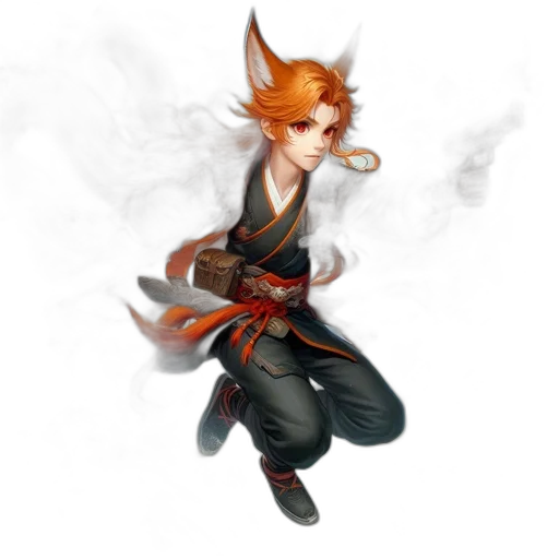 staff, dragon, concept art, fantasy art, pixel art, 3d render, fire, fox-like transparent PNG cut-out