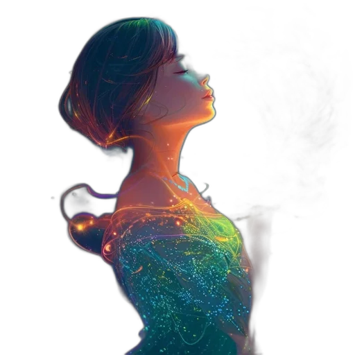 dress, robot, mask, face, cyberpunk, concept art, fantasy art, watercolor transparent PNG cut-out