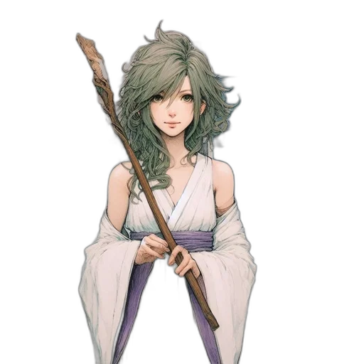 staff, sword, weapon, concept art, fantasy art, pixel art, anime, green transparent PNG cut-out