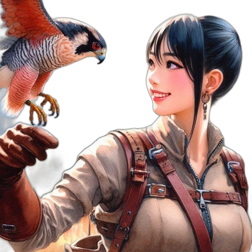 staff, animal, fantasy art, concept art, photorealistic, oil painting, red, woman transparent PNG cut-out